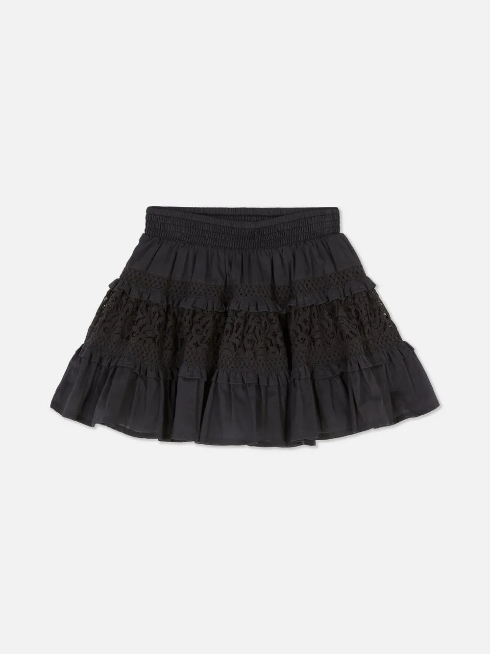 Falda a capas con ribete de encaje