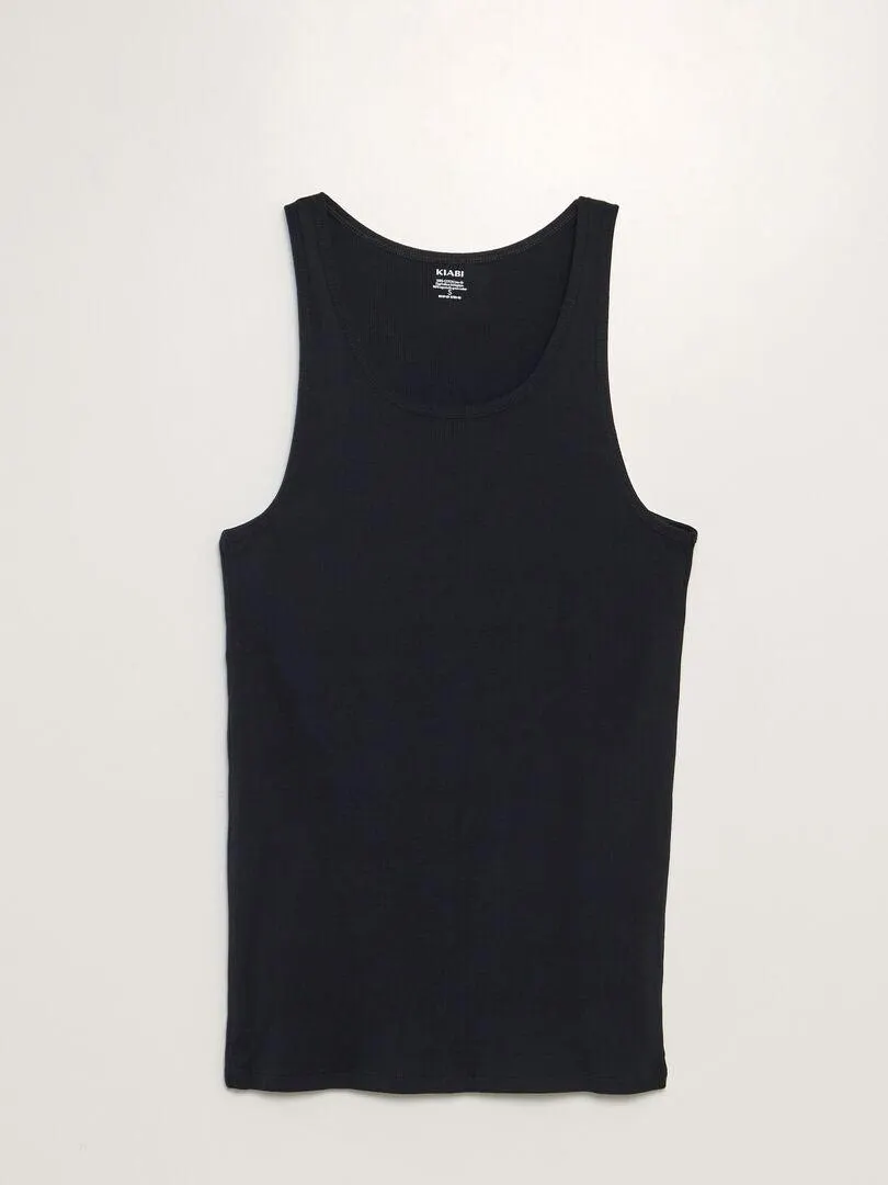 Camiseta lisa sin mangas - negro