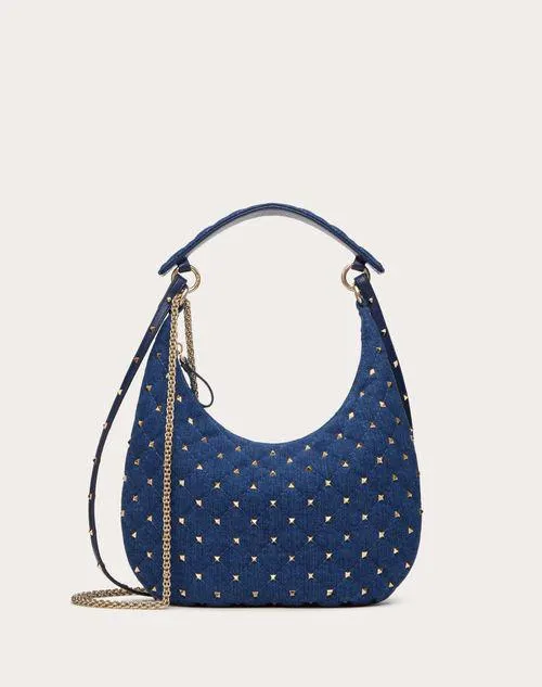 BOLSO HOBO ROCKSTUD SPIKE PEQUEÑO DE MEZCLILLA