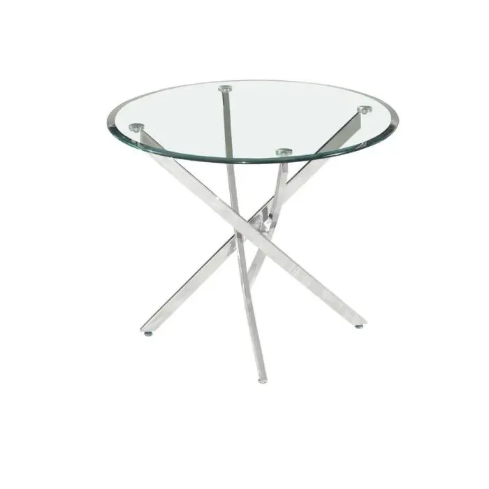Mesa redonda de Cristal Cromo 110 x 74 cm GARA DT-101