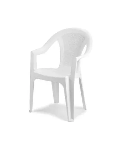 Silla Resina Ratan Respaldo Bajo Blanco Ischia Saturnia