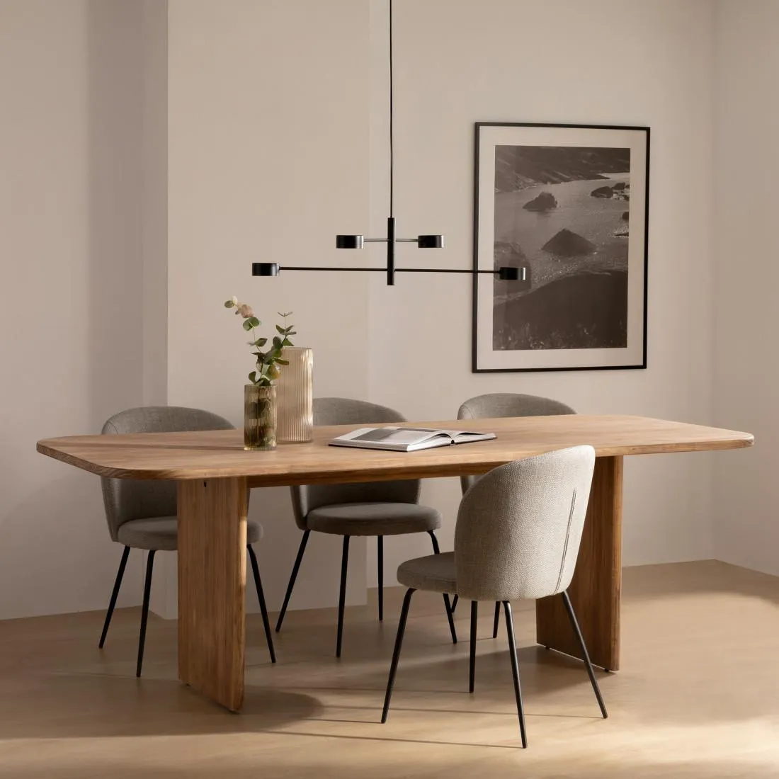 Mesa de comedor rectangular de madera maciza 220