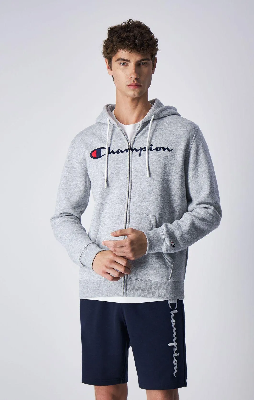 Sudadera de felpa perchada de algodón bordada con capucha y cremallera