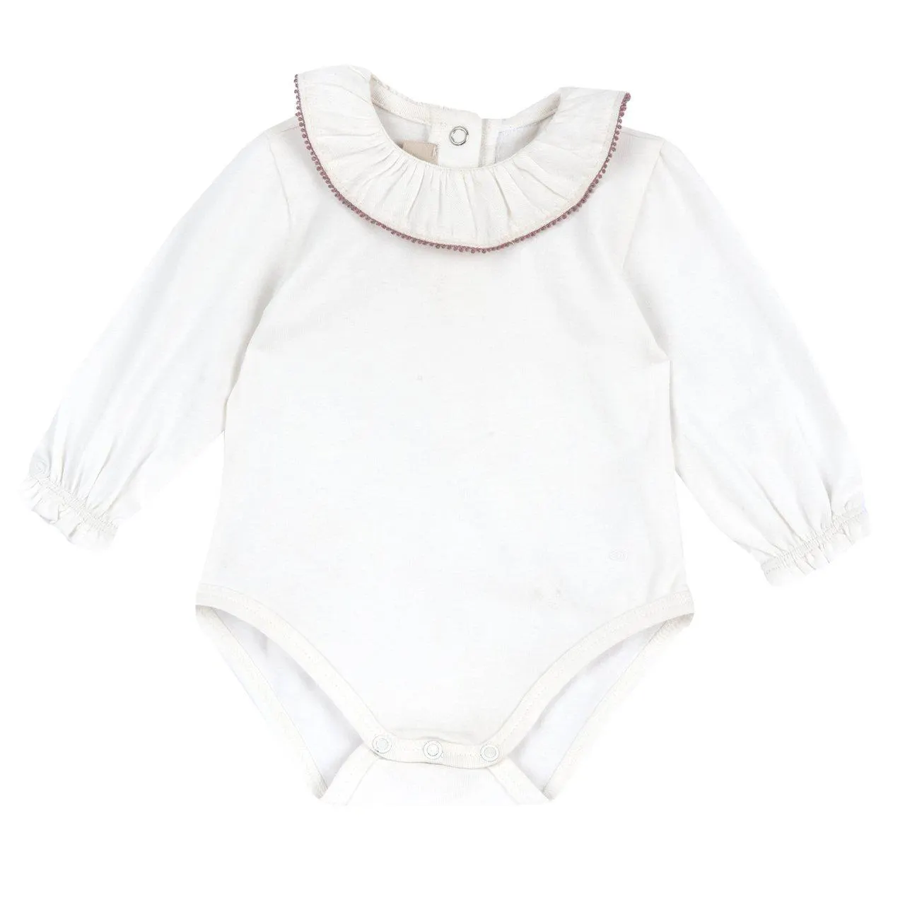 Body manga larga y cuello bordado