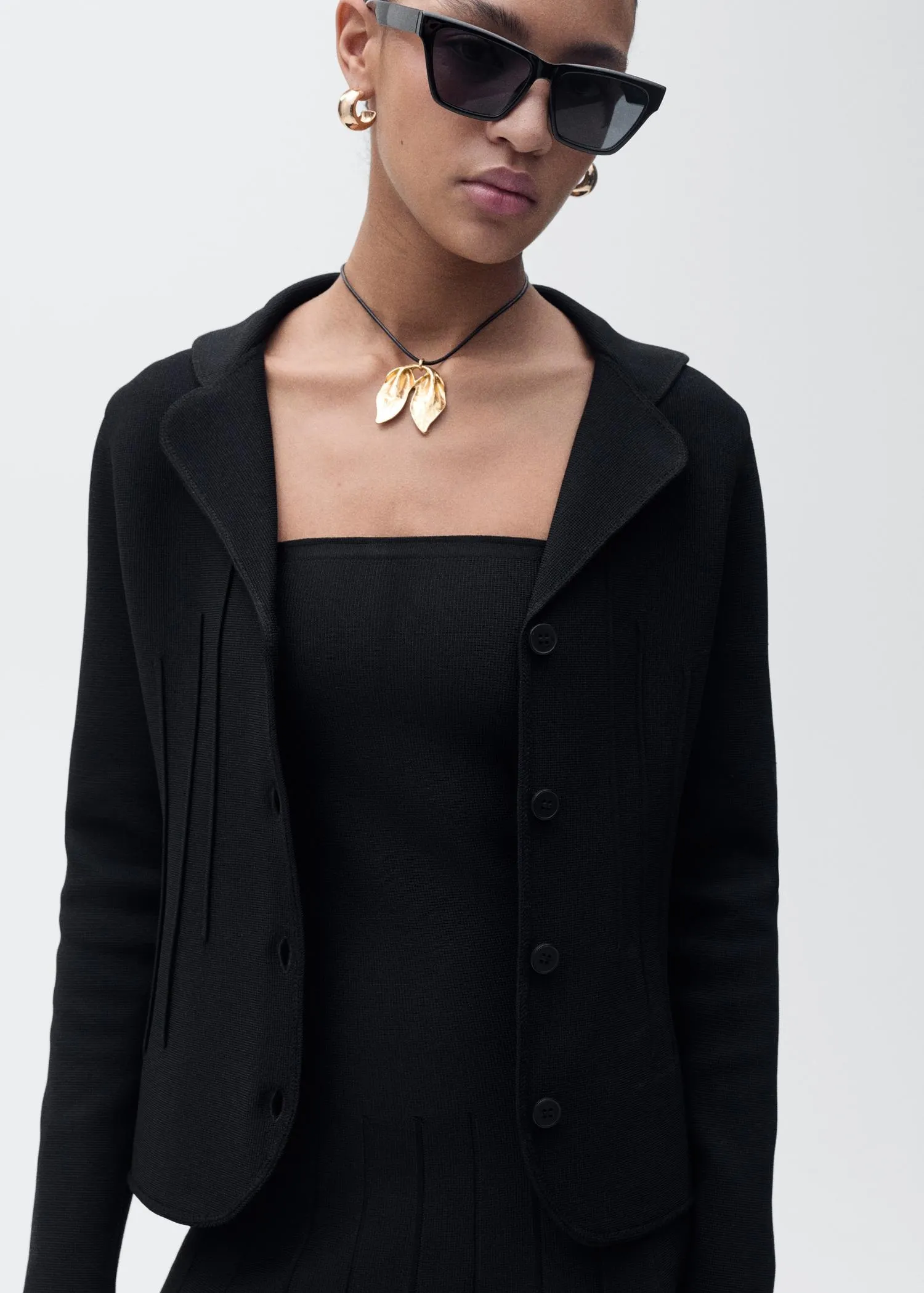 Chaqueta punto cuello solapa