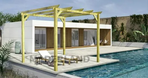 Pérgola autoportante de madera maciza de pino nórdico modelo León
