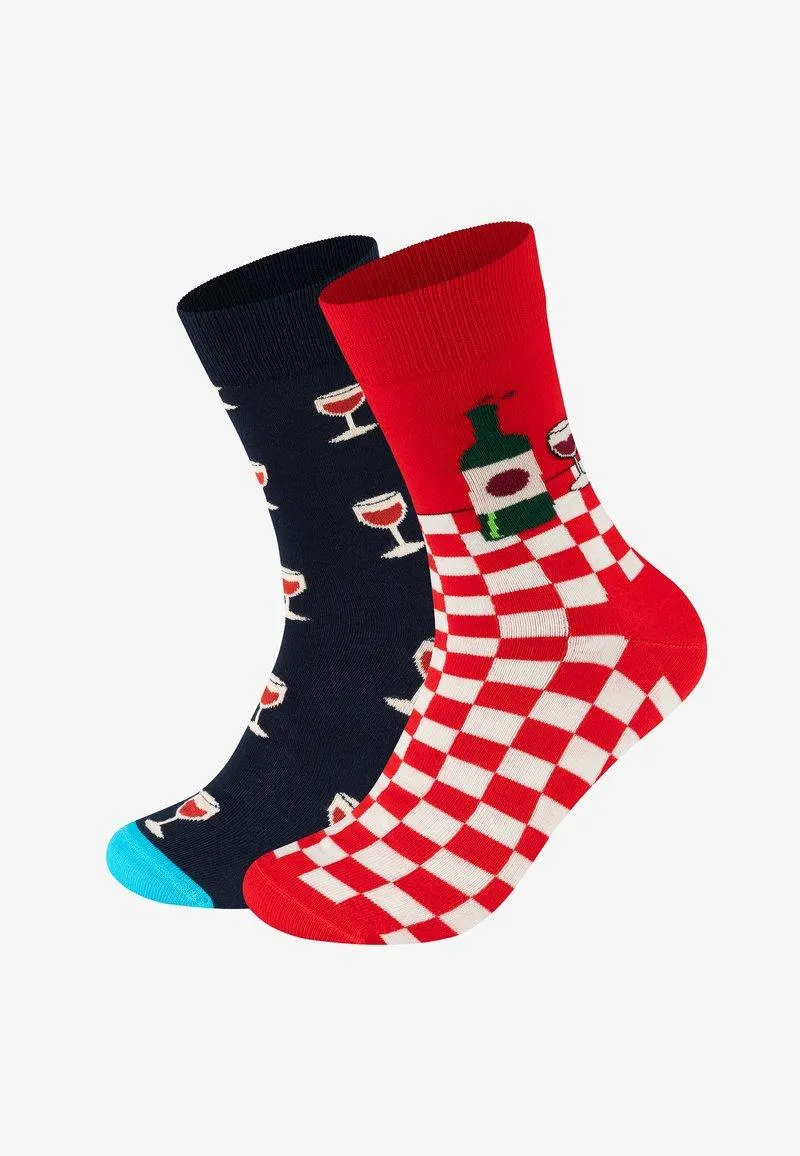 WINE GIFT SET UNISEX 2 PACK - Calcetines - black/red