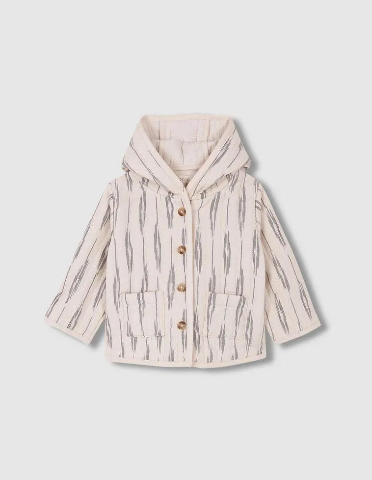 Abrigo acolchado estampado ikat blanco