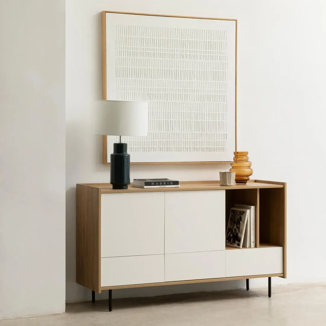 Aparador 140 blanco y natural