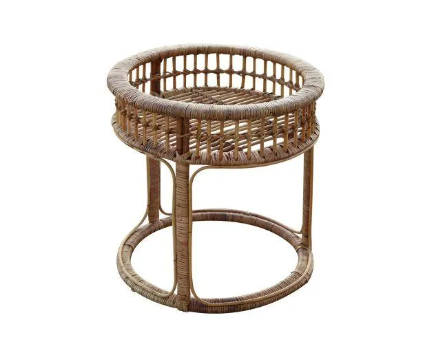 Mesa auxiliar ratán natural chillvert parma 57x57 cm redonda