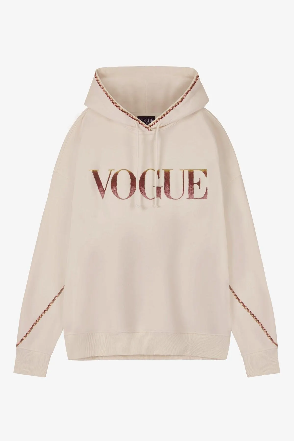 Sudadera hoodie VOGUE oversize crema con logo bordado
