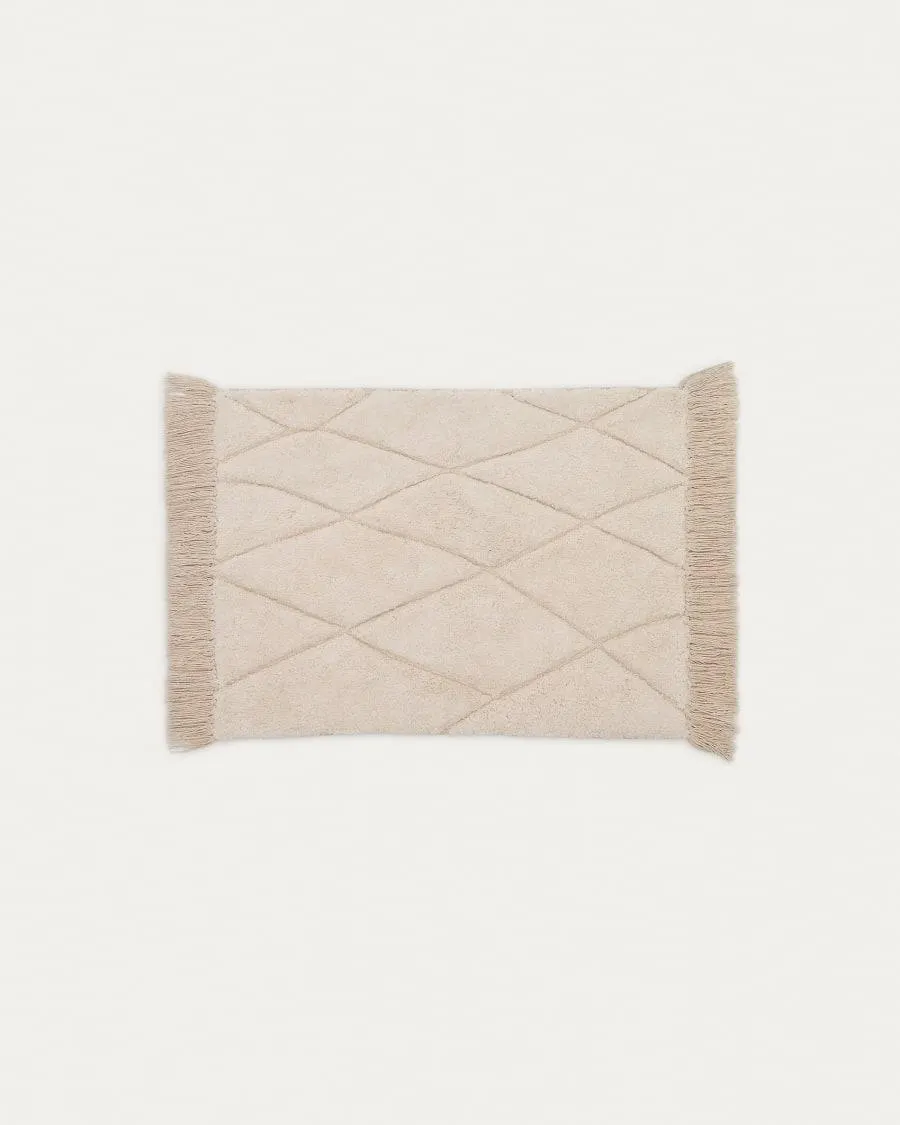 Alfombra de baño Nyana de algodón blanco 50 x 70 cm