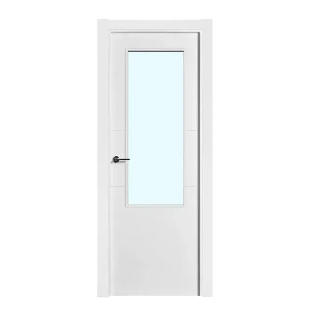 Puerta de interior acristalada lacada Aldan blanca 72,5cm derecha con tapajuntas 7mm