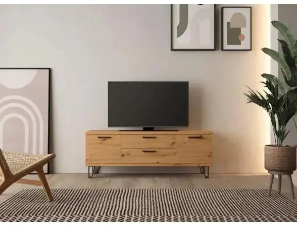 MESA TV SIN PATAS 2 PUERTAS 2 CAJONES ATLANTIS