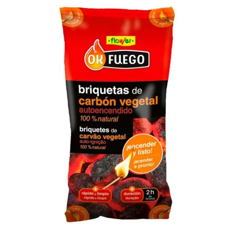 BRIQUETAS CARBÓN VEGETAL FLOWER AUTOENCENDIDO OKFUEGO 50281 1,5kg
