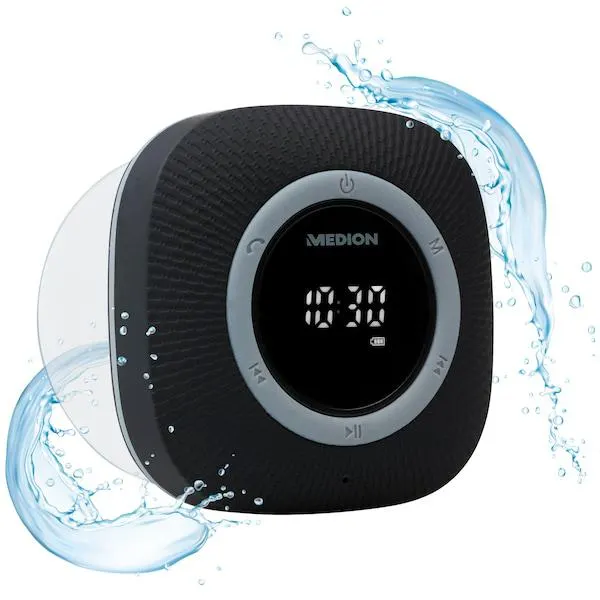 MEDION® LIFE® P66096 Duschradio, LED-Display, UKW-Radio, IPX6 Schutz, Bluetooth® 5.0, 30 W Ausgangsleistung