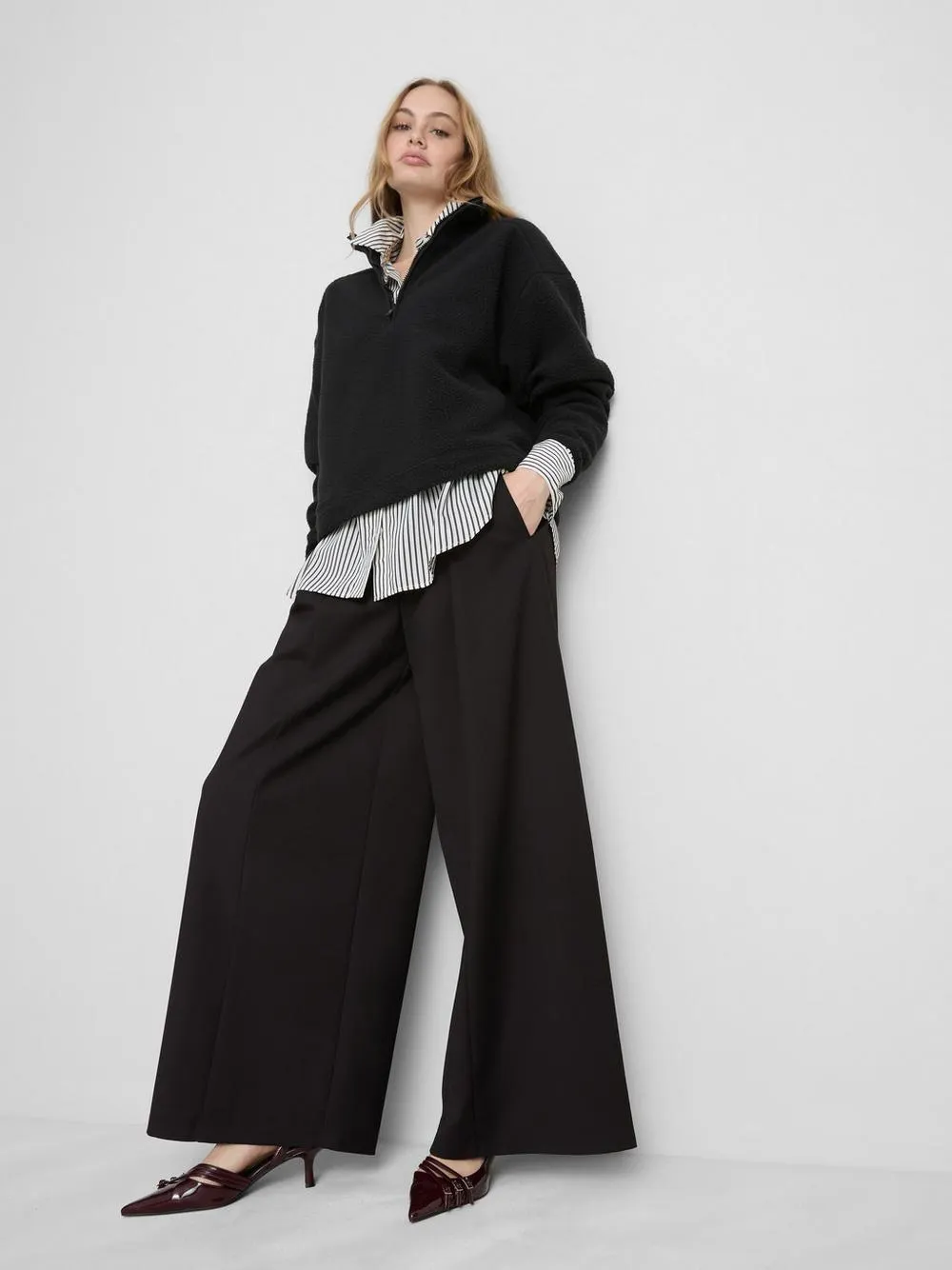 Forro polar de borreguito con media cremallera