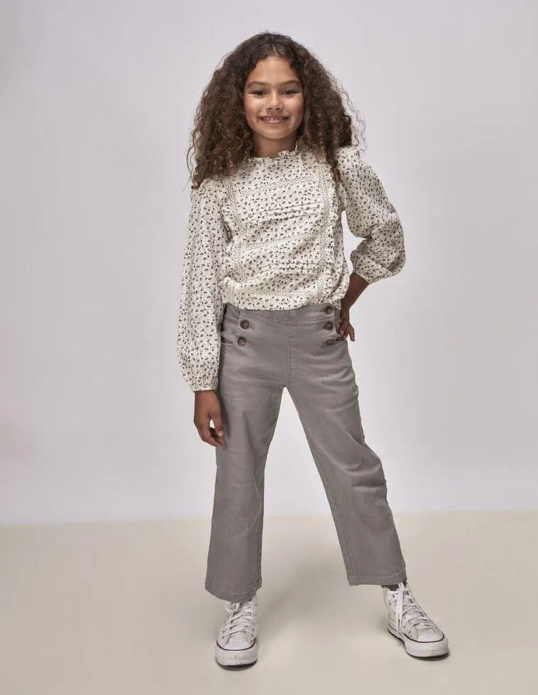 Pantalón Apertura Abotonada Gris Medio Melange