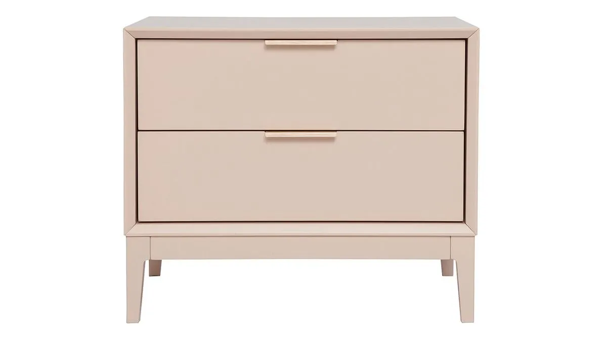 Table de chevet rose poudré et métal doré avec rangements L60 cm GIANA