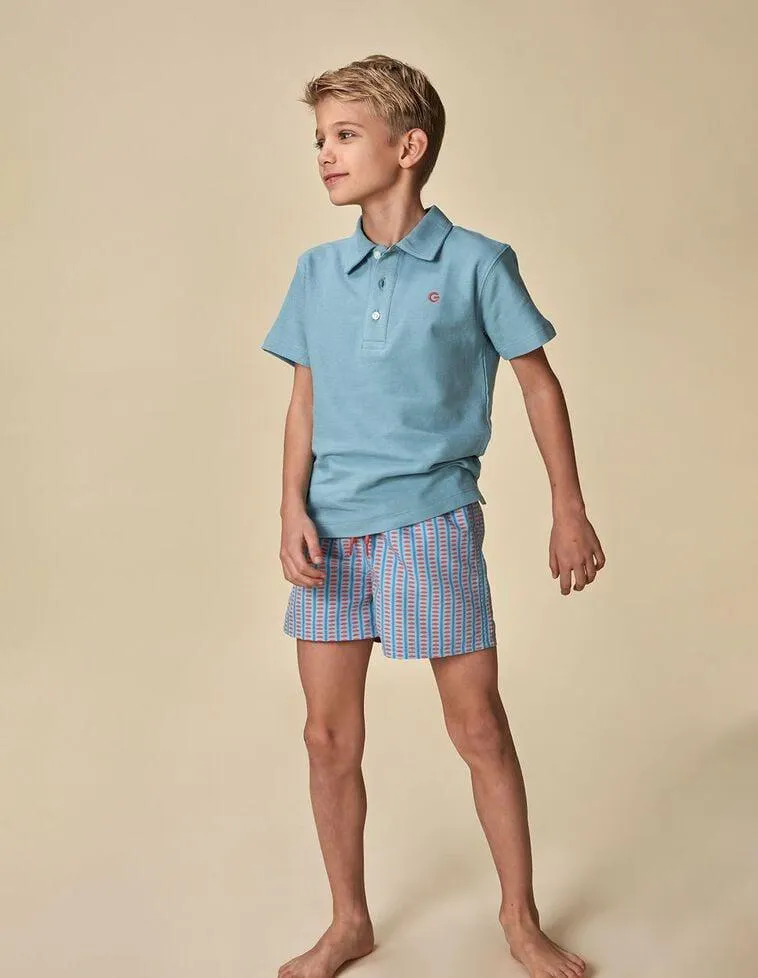 Polo piqué con contrastes verde