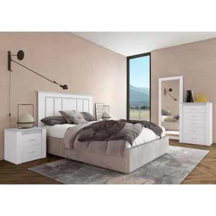 Dormitorio de matrimonio en blanco y gris