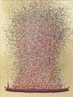 Cuadro Touched Flower Boat oro rosa 100x80cm