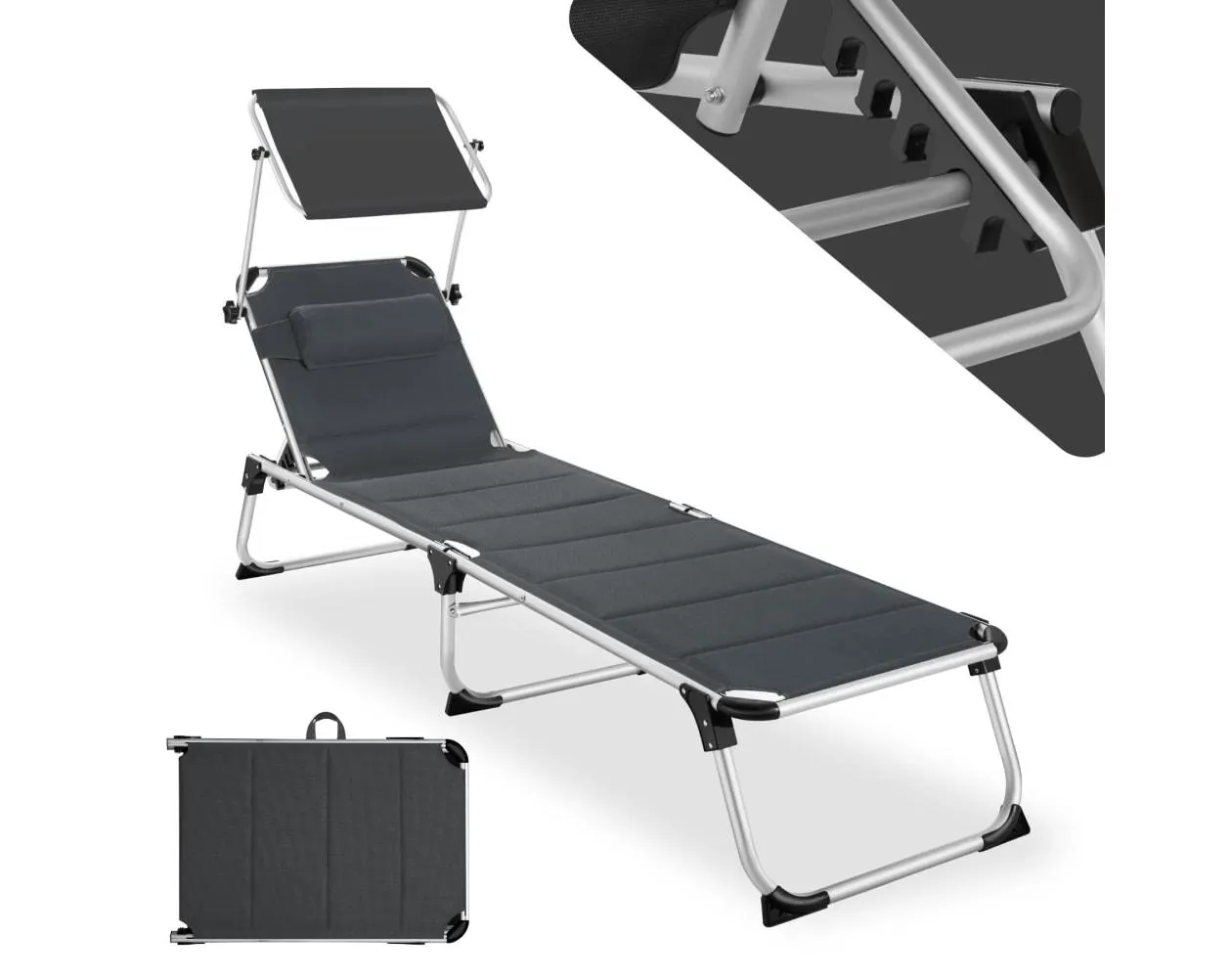 Tumbona de aluminio lorella, 6 posiciones