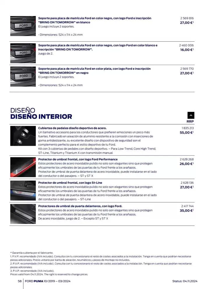 Catálogo de Ford de accesorios Ford Puma 13 de noviembre al 13 de noviembre 2025 - Página 58