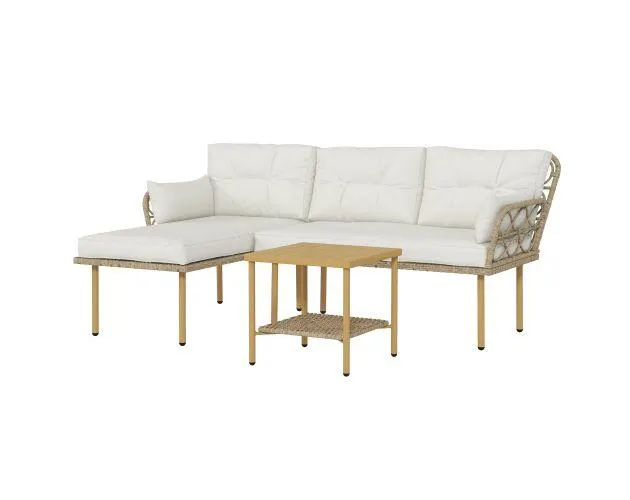 Muebles de jardín acero, pe color beige 130x70x80 cm Outsunny