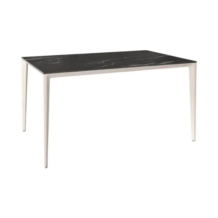 Mesa de Comedor Rectangular 140 cm Porcelánico y Metal Marfil Cortés
