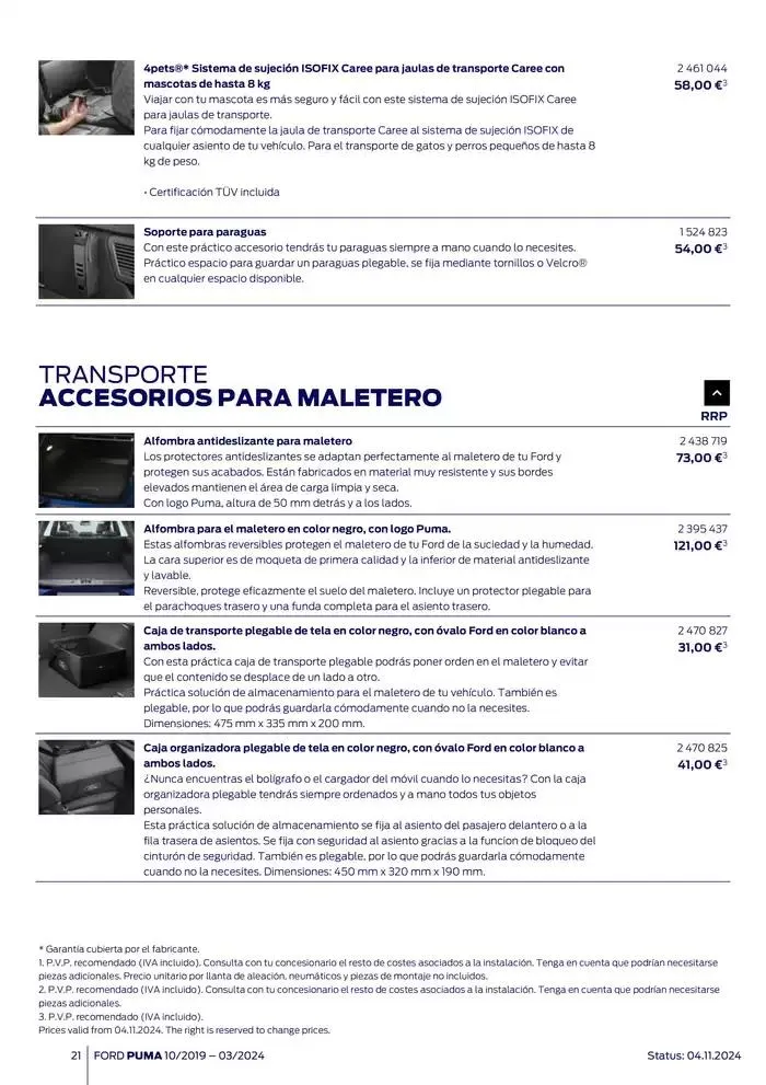 Catálogo de Ford de accesorios Ford Puma 13 de noviembre al 13 de noviembre 2025 - Página 21