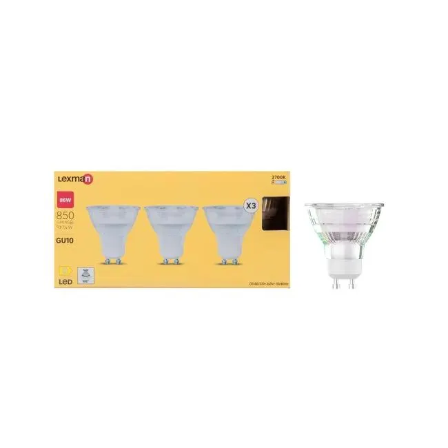 Kit de 3 bombillas LED LEXMAN GU10 7.5W 2700K