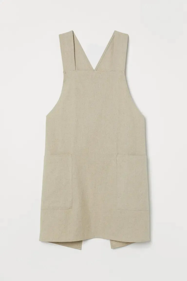 Delantal en mezcla de lino