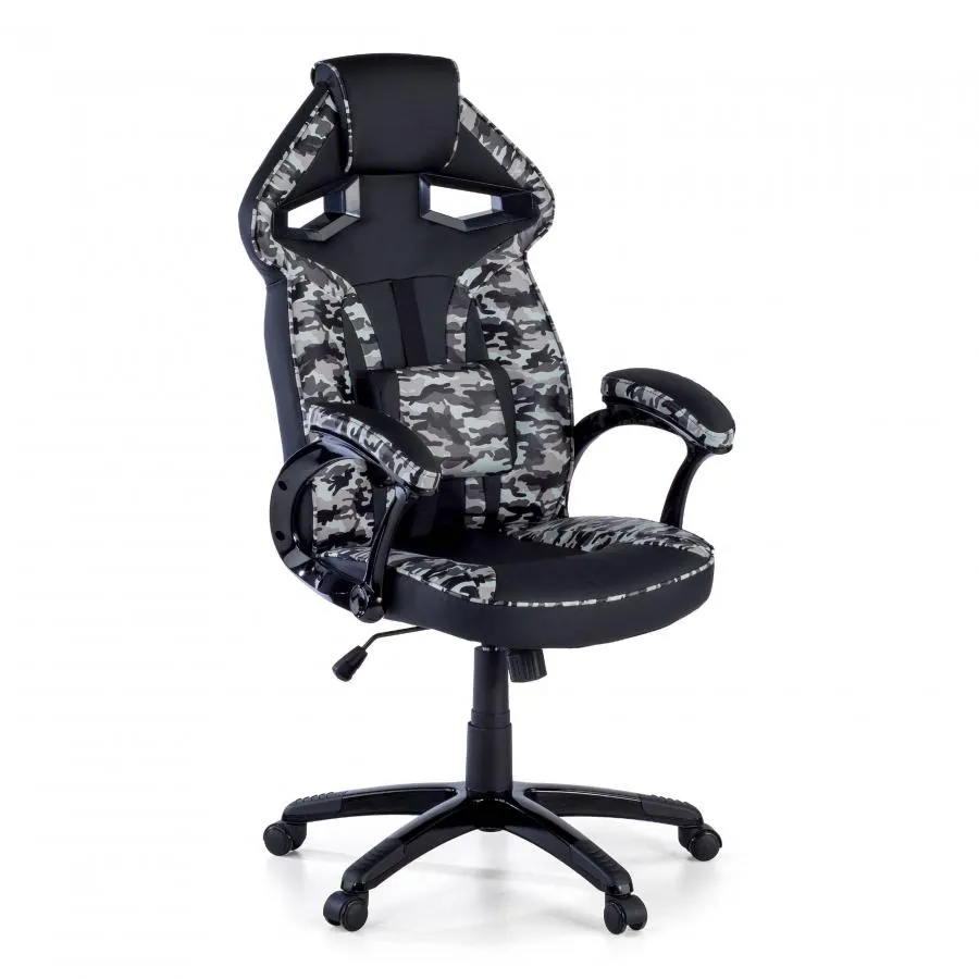 Silla Gaming Warrior, soporte lumbar, camuflaje - Gris