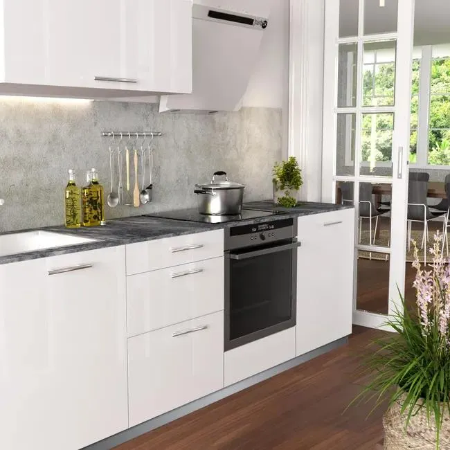 Cocina en kit DELINIA ID con altos ATENAS blanco brillo 2.40 m