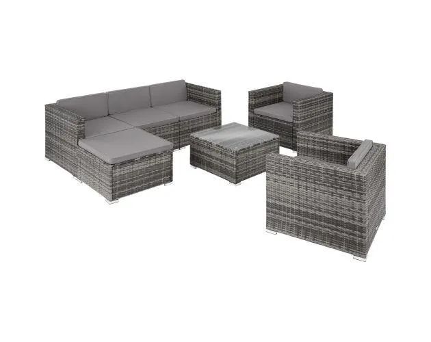 Conjunto de ratán lignano con 2 sillones, gris