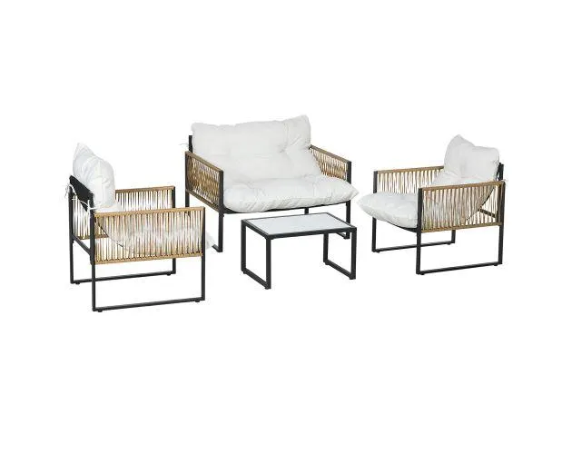 Muebles de jardín 106x70x72 cm acero, pe color beige Outsunny