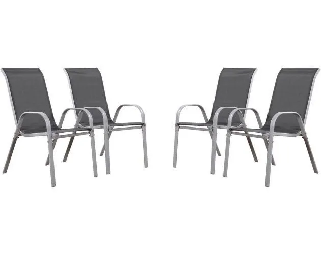 Juego de 4 sillas jardín textileno "cordoba" - phoenix - gris oscuro / plat