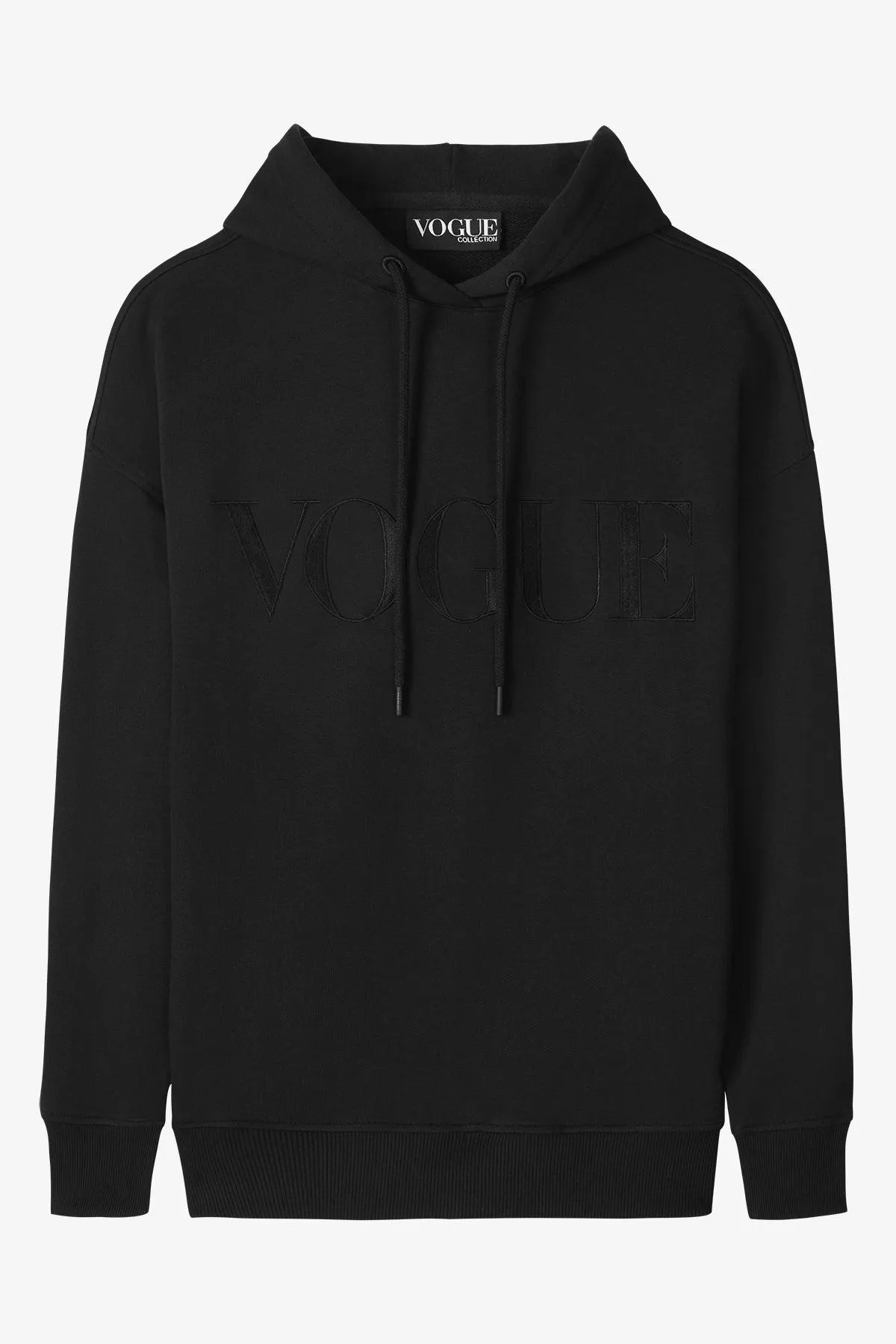 Sudadera hoodie VOGUE negra con logo bordado