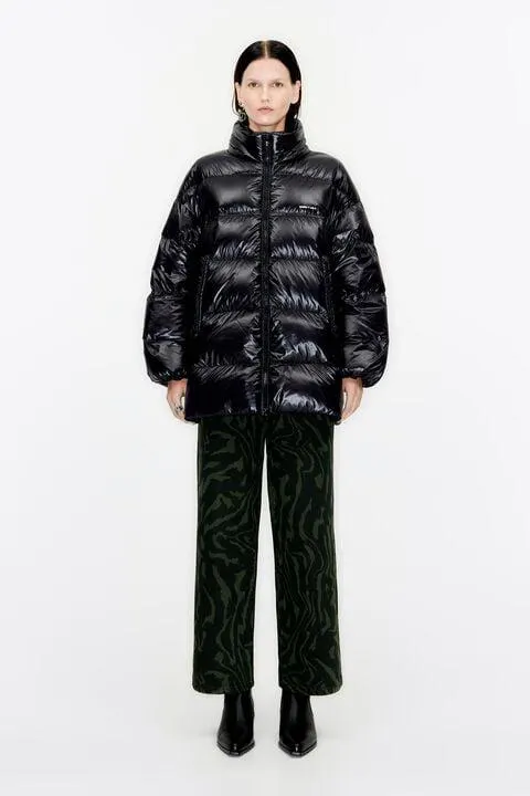 Casaco acolchoado de penugem midi preto