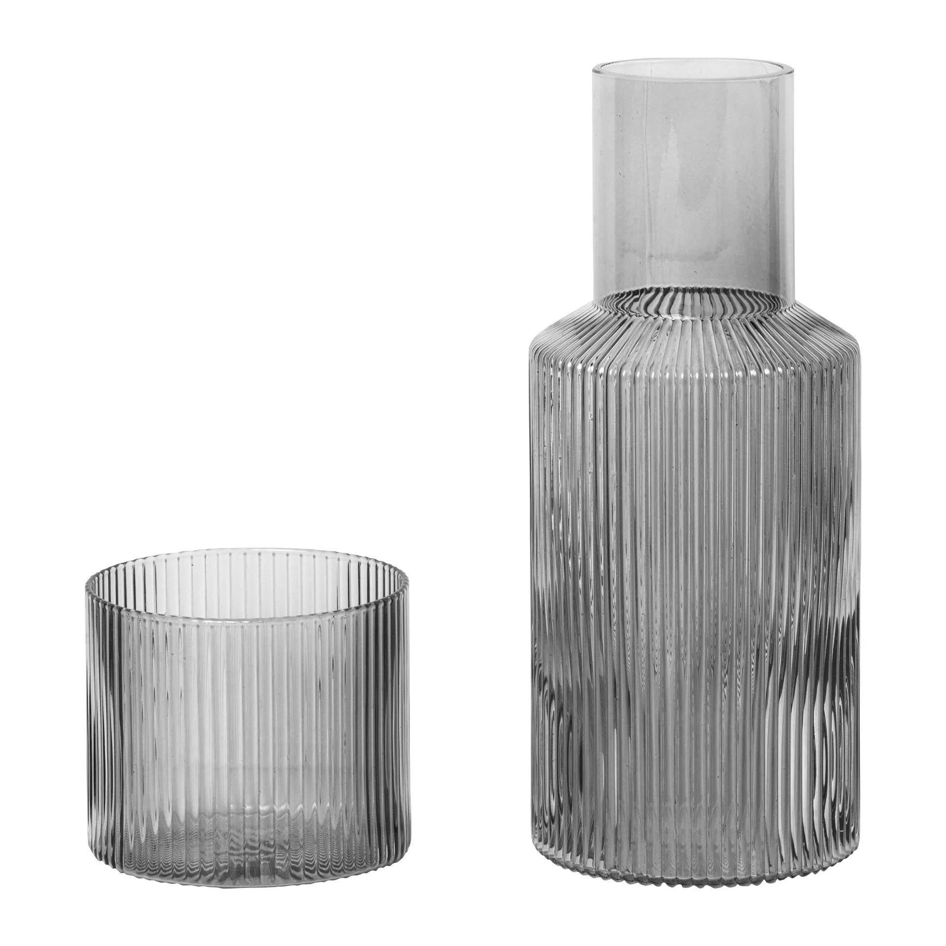 Set de jarra y vaso Ripple small smoked grey