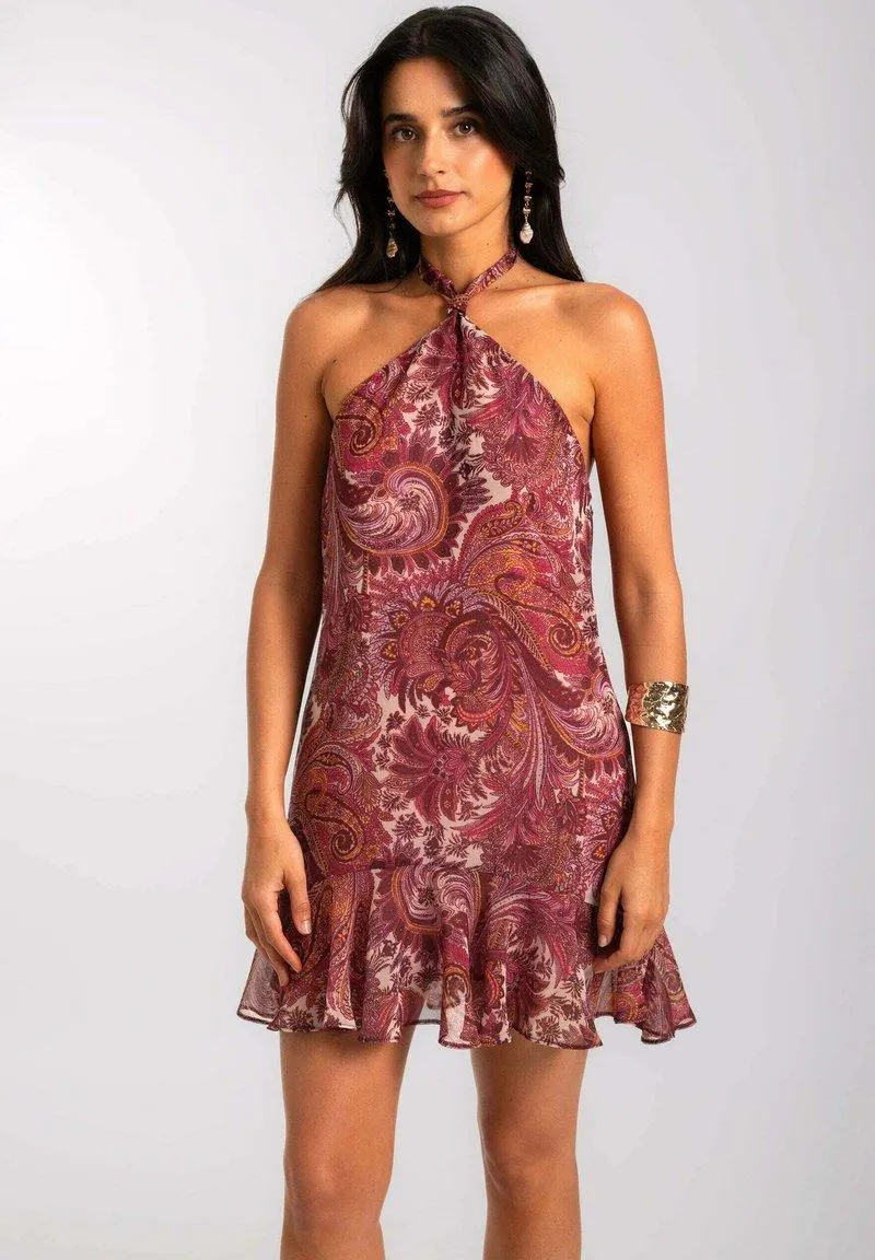 CON LAZADA AL CUELLO Y ESPALDA DESCUBIERTA - Vestido informal - multicolor