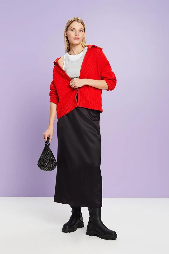 Cardigan de punto acanalado con cremallera