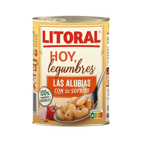 LITORAL Alubias estofadas con ingredientes naturales LITORAL 430 g.