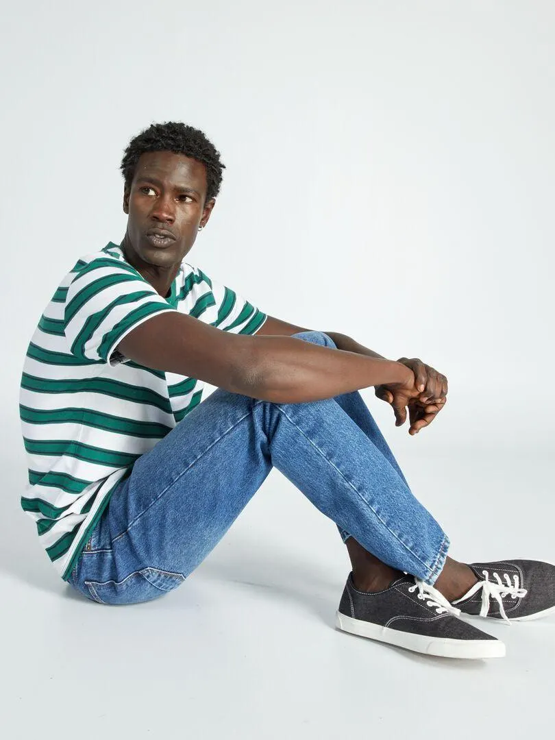 T-shirt in jersey a righe - Verde