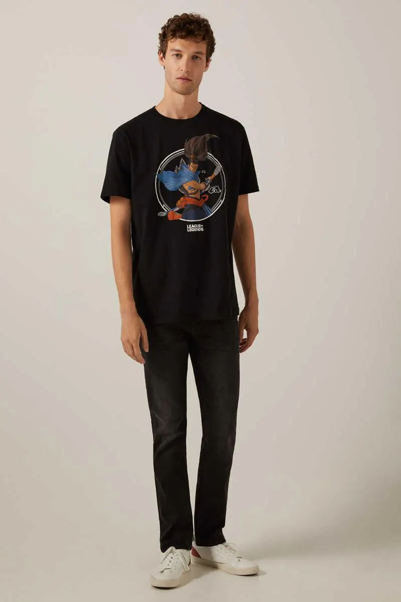 Jeans slim negro lavado