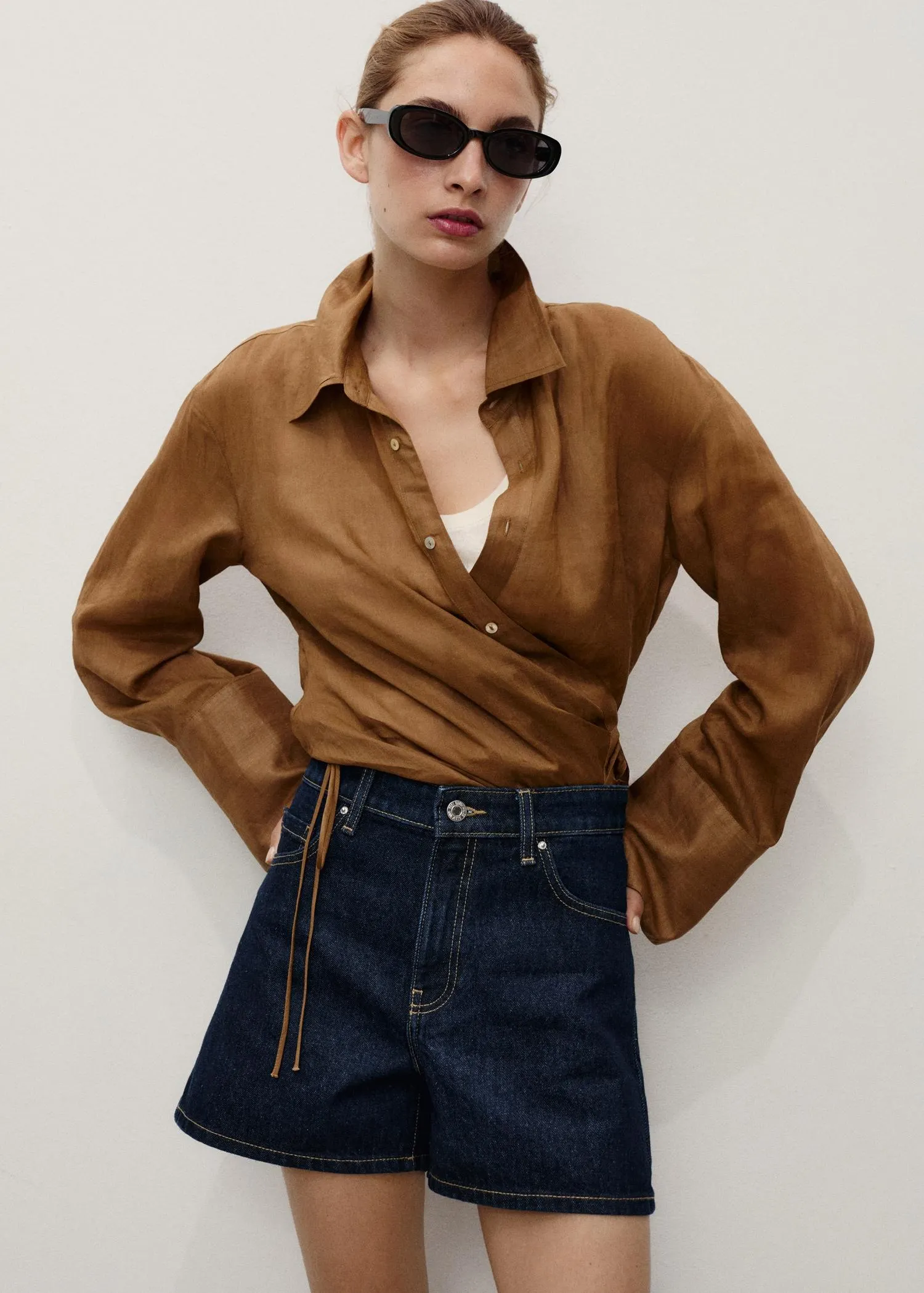 Shorts denim rectos tiro alto