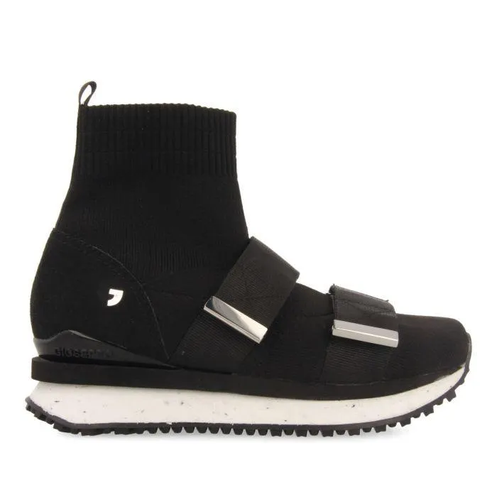 Elva women's black sock-style sneakers with adjustable straps