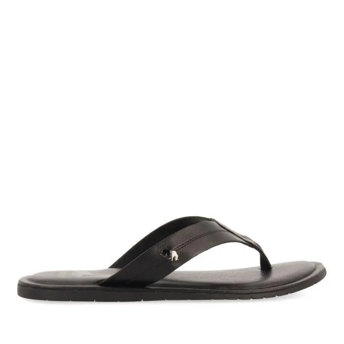 BLACK LEATHER FLIP-FLOPS FOR MEN WASCO