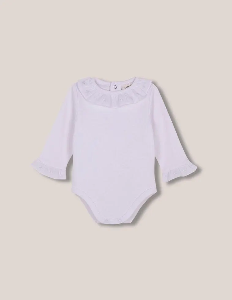 Body Con Bordados En Cuello Blanco Optico
